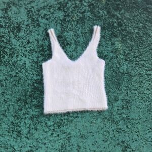 Lulu's White Fuzzy Crop Top 379